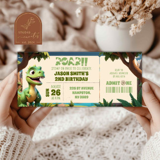 Carte Billet d'anniversaire Stomp On Over Dinosaur Anima