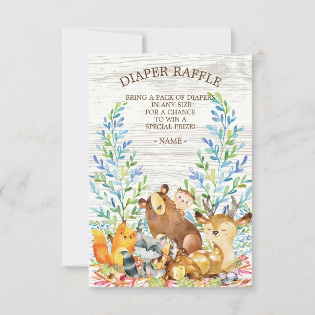 Carte Billet de Baby shower à feuillage neutre en bois (Devant)