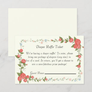 Carte Billet de rabat au baby shower floral rose
