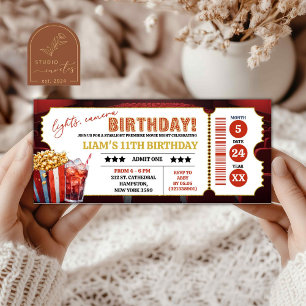 Carte Billet de soirée cinéma pour anniversaire