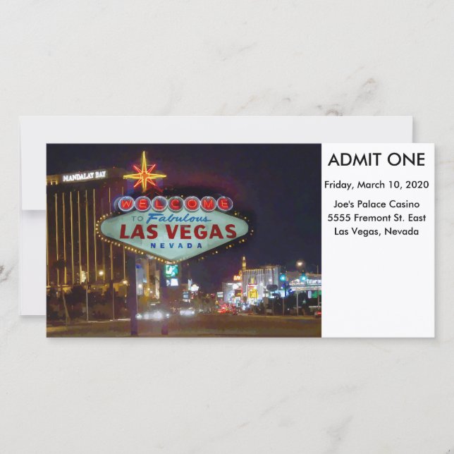 Carte Billet d'entrée à Las Vegas Event (Devant)
