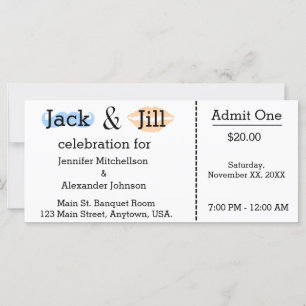 Carte Billet Jack and Jill Mustache & Lepstick Douche