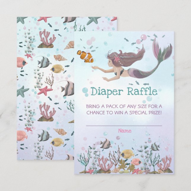 Carte Billet Mermaid Sous Bande De Mer Raffle (Devant / Derrière)