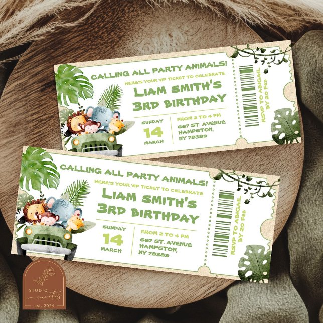 Carte Billet Safari Anniversaire (Créateur téléchargé)