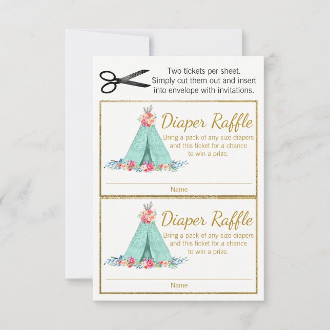 Carte Billets de roulettes TeePee Diaper (Devant)