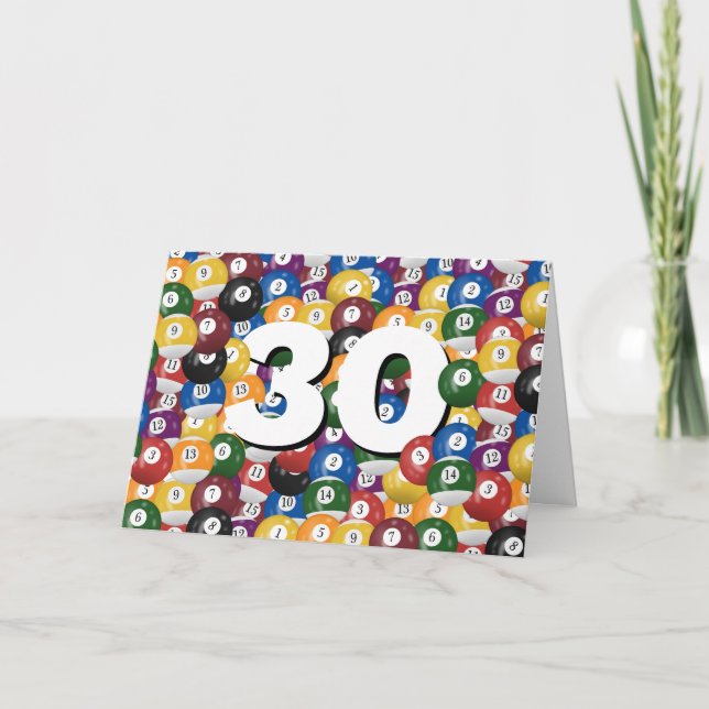 Carte Billiard Balls Pour 30e Anniversaire (Devant)
