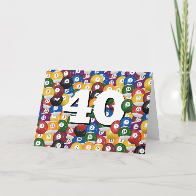 Carte Billiard Balls Pour 40e Anniversaire (Devant)