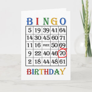 Carte Bingo 70e anniversaire