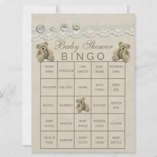 Carte Bingo de Baby shower en peluche personnalisable pr