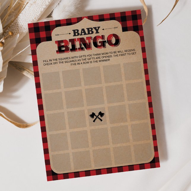 Carte Bingo de Baby shower plat de bûche de bûche rustiq (Créateur téléchargé)