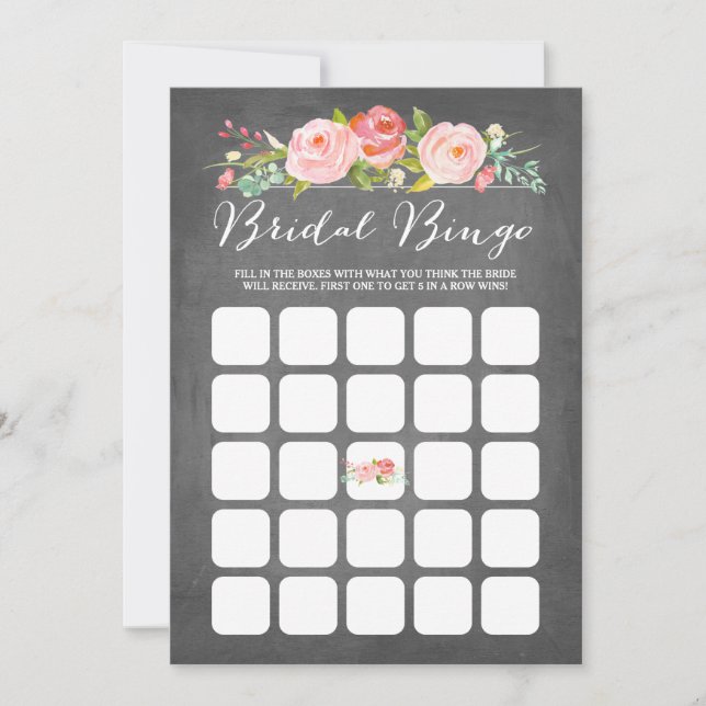 Carte Bingo de Fête des mariées de jardin rose (Devant)