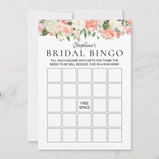Carte Bingo de Fête des mariées de Medley Florale person (Devant)