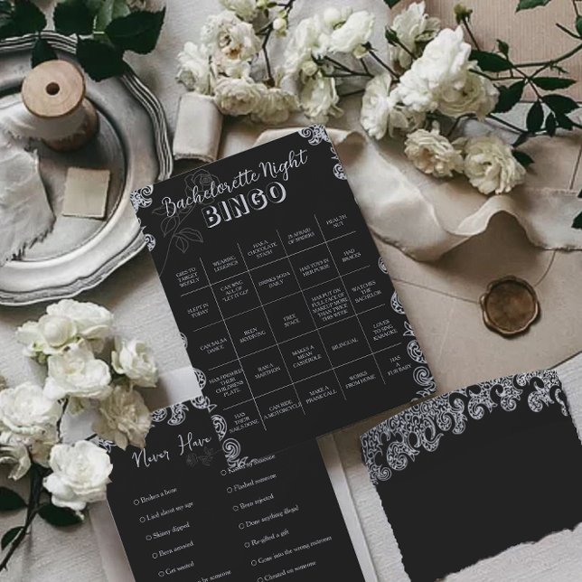 Carte Bingo Gothique Black Floral Bachelorette Partie (Créateur téléchargé)