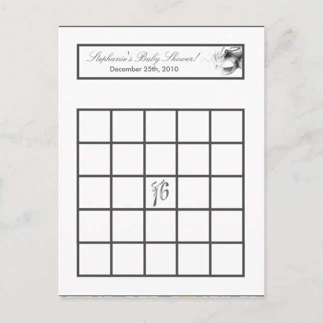 Carte Bingo Gratuit Sweet 16 Silver White Party (Devant)