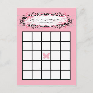 Carte Bingo Gravée Papillon Fille Zèbre Imprimer