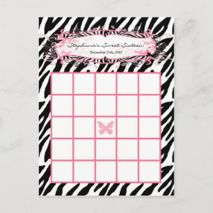 Carte Bingo Gravée Papillon Fille Zèbre Imprimer