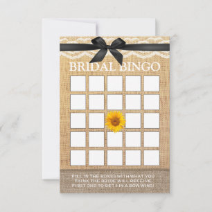 Carte Bingo nuptiale à ruban noir classique Tournesol Bu