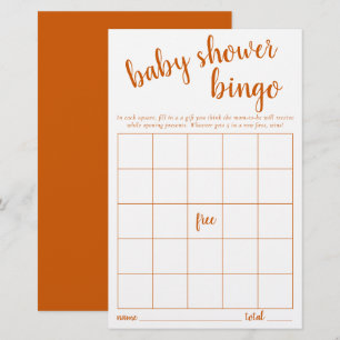 Carte Bingo simple Automne Orange Baby shower Je