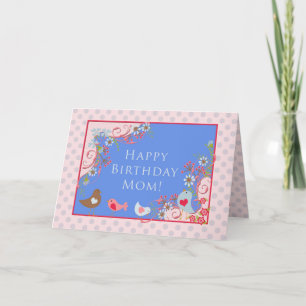 Carte Birds 'n Blooms, Joyeuse maman d'anniversaire ! Vo