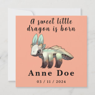 Carte Birth Girl, Card Cute Dragon