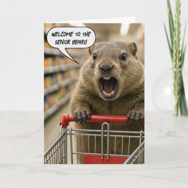 Carte Birthday Angry Ground Hog Grocery Shopper (Devant)
