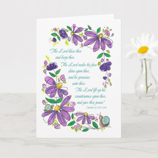 Carte Birthday Blessings Scripture Numbers 6:24-26 (Petite plante)