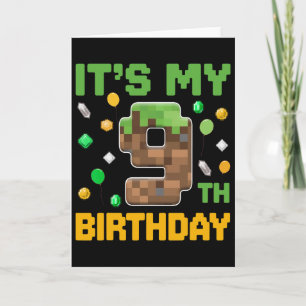 Carte Birthday Boy C'est mon 9e anniversaire Gamer Pixel