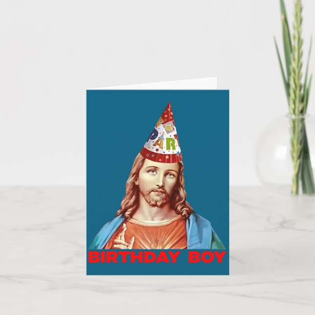 Carte Birthday Boy Jesus Funny Christmas Party Hat Long  (Devant)
