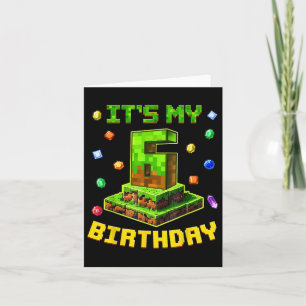 Carte Birthday Boy Son 6ème Anniversaire Pixel Party 6 Y