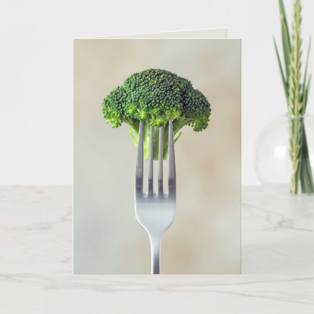 Carte Birthday Broccoli Floret On a Fork  (Devant)