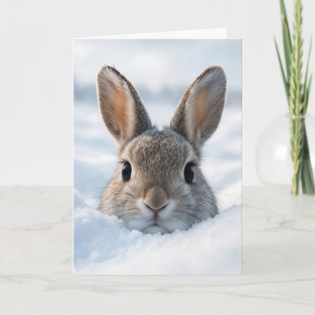 Carte Birthday Bunny In a Deep Snowdrift (Devant)