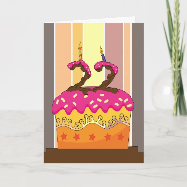 Carte birthday - cake with candles 22 - 22nd birthday gr (Devant)