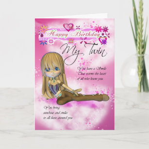 Carte Birthday card for My Twin, Moonies Cutie Pie colle