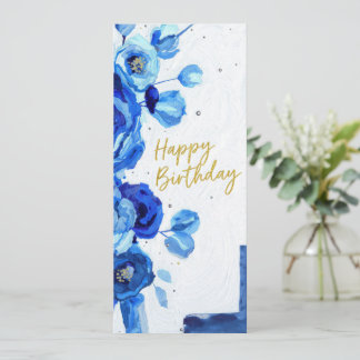 Carte birthday cards blue modern floral watercolor