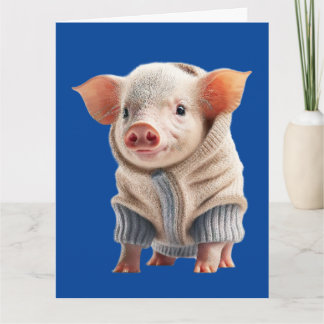 CARTE BIRTHDAY CUTE PIG HELLO GREETING CARD