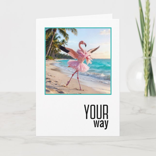 Carte Birthday Flamingo Wearing Pink Tutu (Devant)