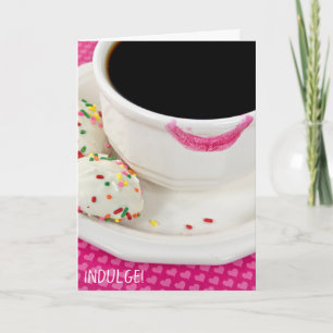 Carte birthday for her lipstick on coffee cup