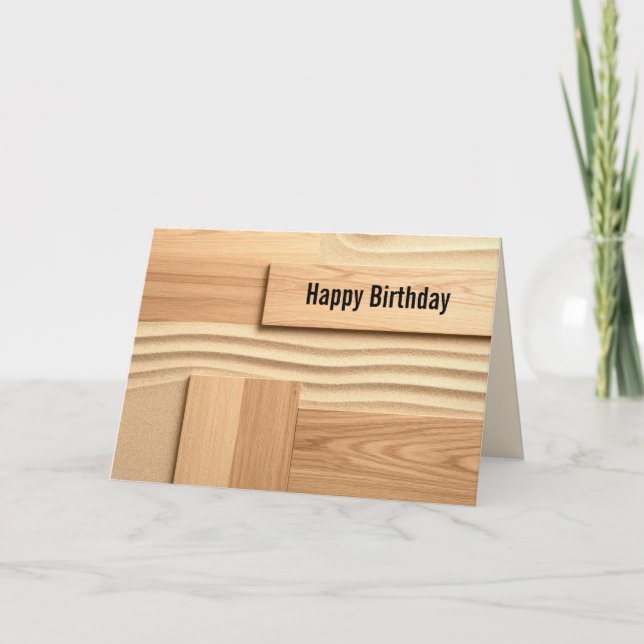 Carte Birthday Geometric Wood On Sand Design (Devant)