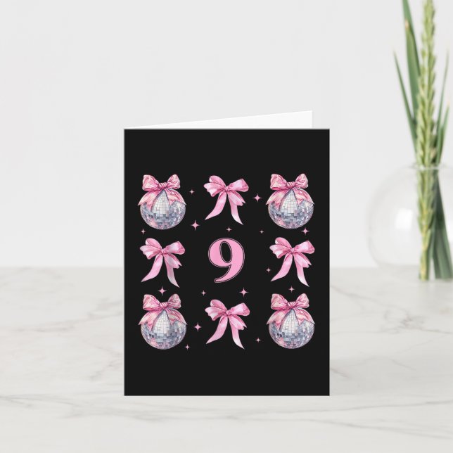 Carte Birthday Girl 9th Birthday Disco Ball Coquette Bow (Devant)