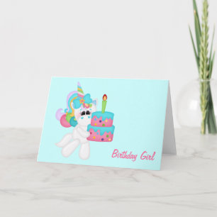 Carte Birthday Girl Unicorn (personnalisable)