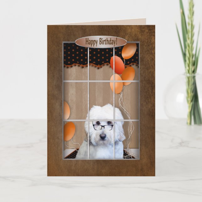 Carte Birthday - Golden Doodle - Window (Devant)
