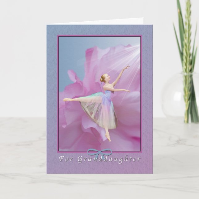 Carte Birthday, granddaughter, Ballerina on Pink and Bl (Devant)