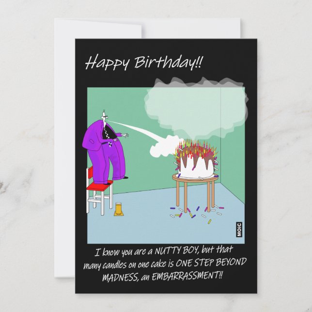 Carte Birthday humour card for a Madness, Two tone fan (Devant)