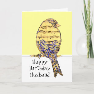 Carte Birthday Husband Musician Fun Music Note Bird