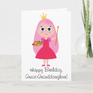 Carte Birthday Princess Artist Great-Granddaughter