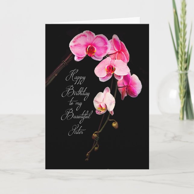 CARTE BIRTHDAY - SISTER - FUCHSIA ORCHIDS (Devant)