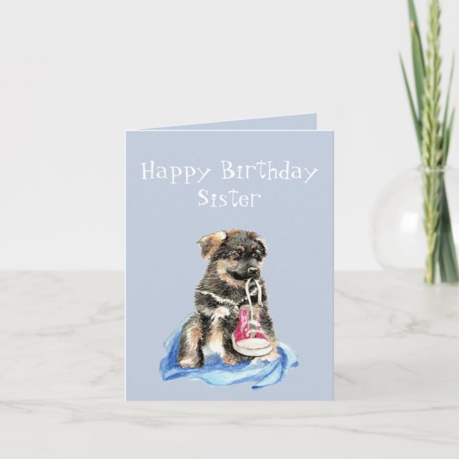 Carte Birthday Sister Runner Puppy Running Shoe Dog (Devant)