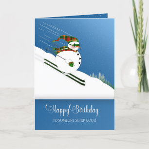 Carte Birthday, Someone Cool, Happy Snowman Skiing