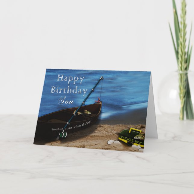 CARTE BIRTHDAY - SON - FISHING - LAKE (Devant)
