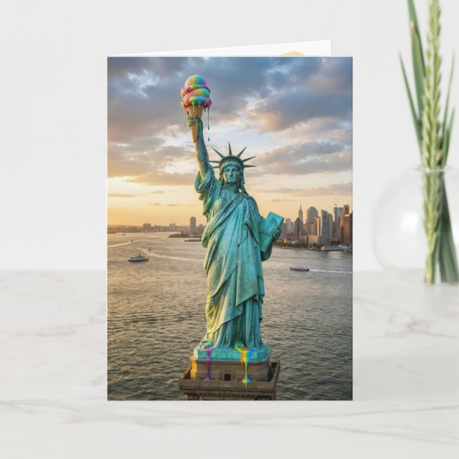 Carte Birthday Statue of Liberty With Ice Cream Cone (Devant)